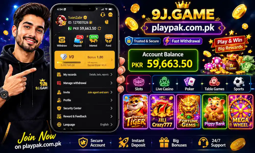 9J Game golden casino logo with website