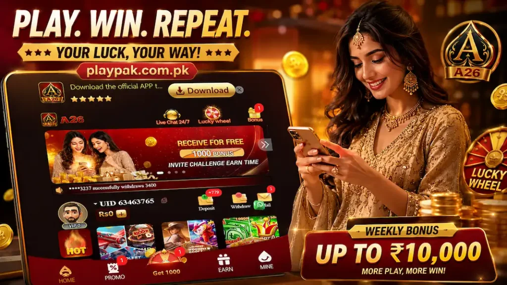 PlayPak gaming app promotion with female model