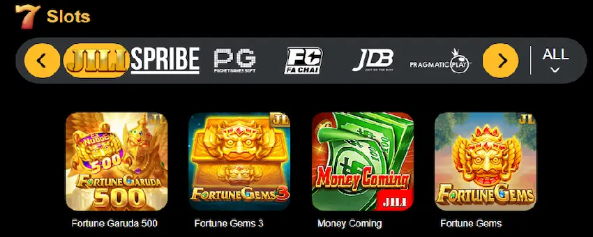 WinPKR777 slot games lobby screenshot