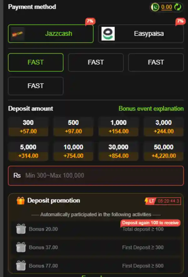 Y333 Game deposit payment methods